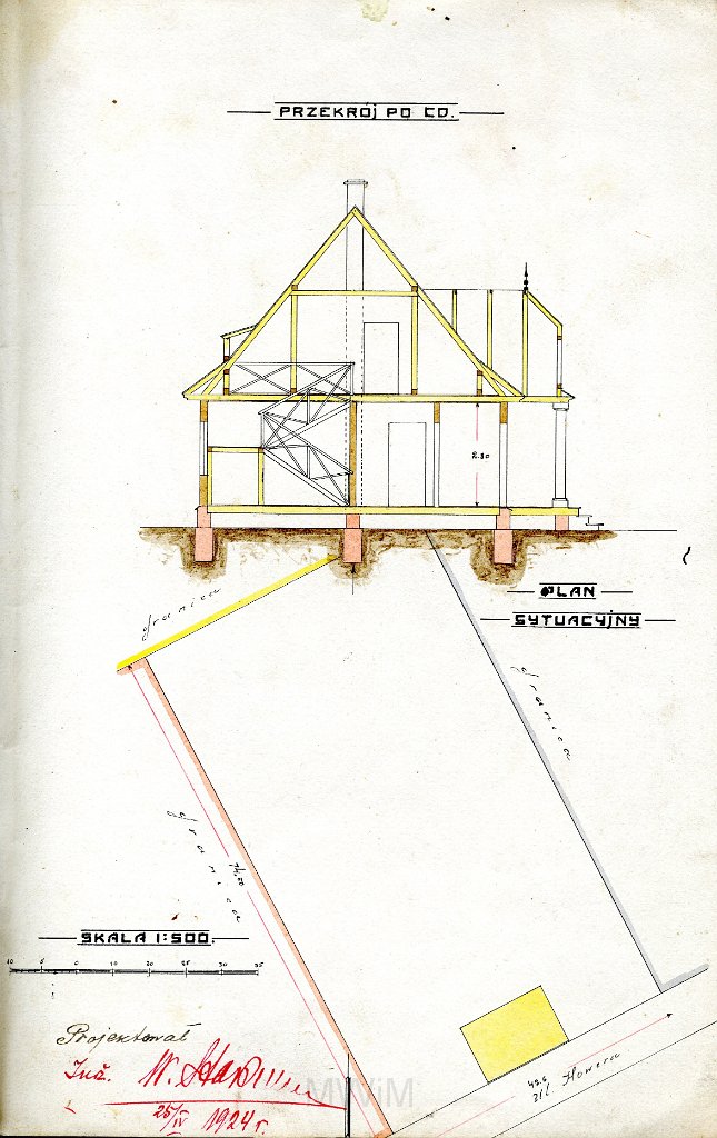 KKE 4589-4.jpg - Dok. Projekt domu ks. Witolda Jeźniowskiego w Baranowiczach (wykonany 25 IV 1924 r.), Baranowicze – ul. Howera, 17 V 1924 r.